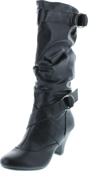 Forever Link Maggie-39 Women's Fashion Low Heel Zipper Slouchy Mid-Calf Boots Shoes