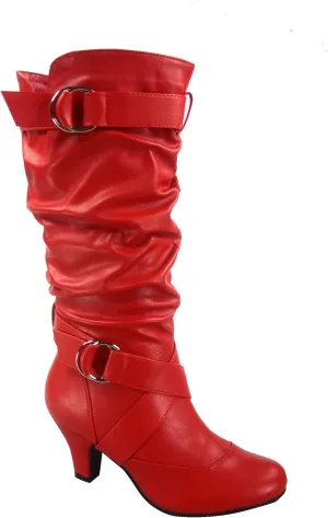 Forever Link Maggie-39 Women's Fashion Low Heel Zipper Slouchy Mid-Calf Boots Shoes