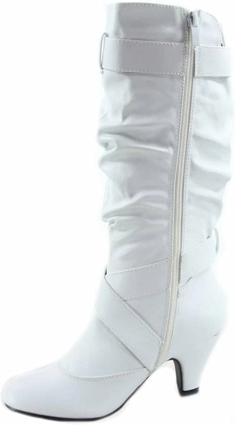 Forever Link Maggie-39 Women's Fashion Low Heel Zipper Slouchy Mid-Calf Boots Shoes