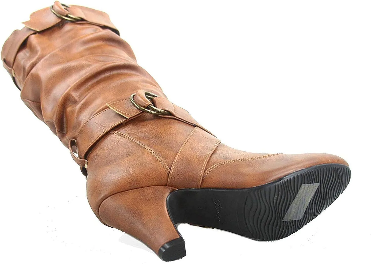 Forever Link Maggie-39 Women's Fashion Low Heel Zipper Slouchy Mid-Calf Boots Shoes