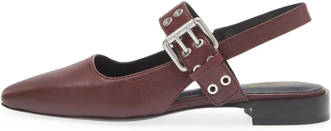 FOWT Women Unique Wide Strap Buckle Square Toe Slingback Flats Block Heel Casual Comfortable Party Dress Pumps Size 4-16 US