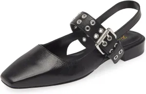 FOWT Women Unique Wide Strap Buckle Square Toe Slingback Flats Block Heel Casual Comfortable Party Dress Pumps Size 4-16 US