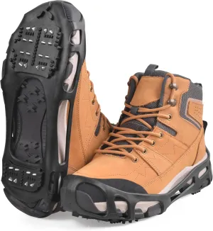 FUSIGO Ice Cleats for Shoes and Boots Crampons Snow Traction Cleats for Walking on Snow and Ice Non-Slip Ice Shoe Grippers Men Women Kids Stretch Rubber Ice Cleats, 24 Studs