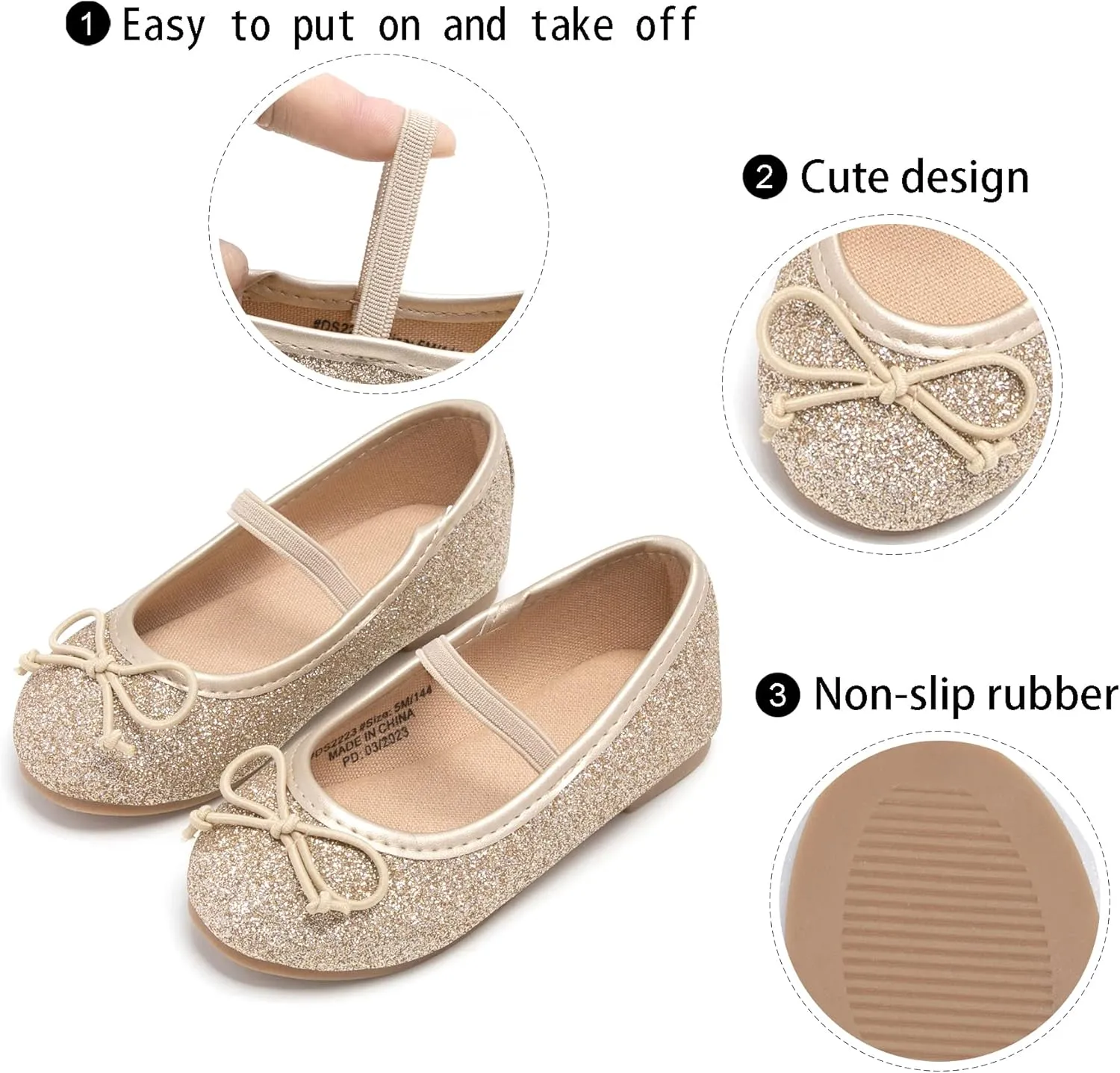 GINFIVE Toddler Girls Dress Shoes Little Girls Mary Janes Ballerina Flats Shoes Toddler