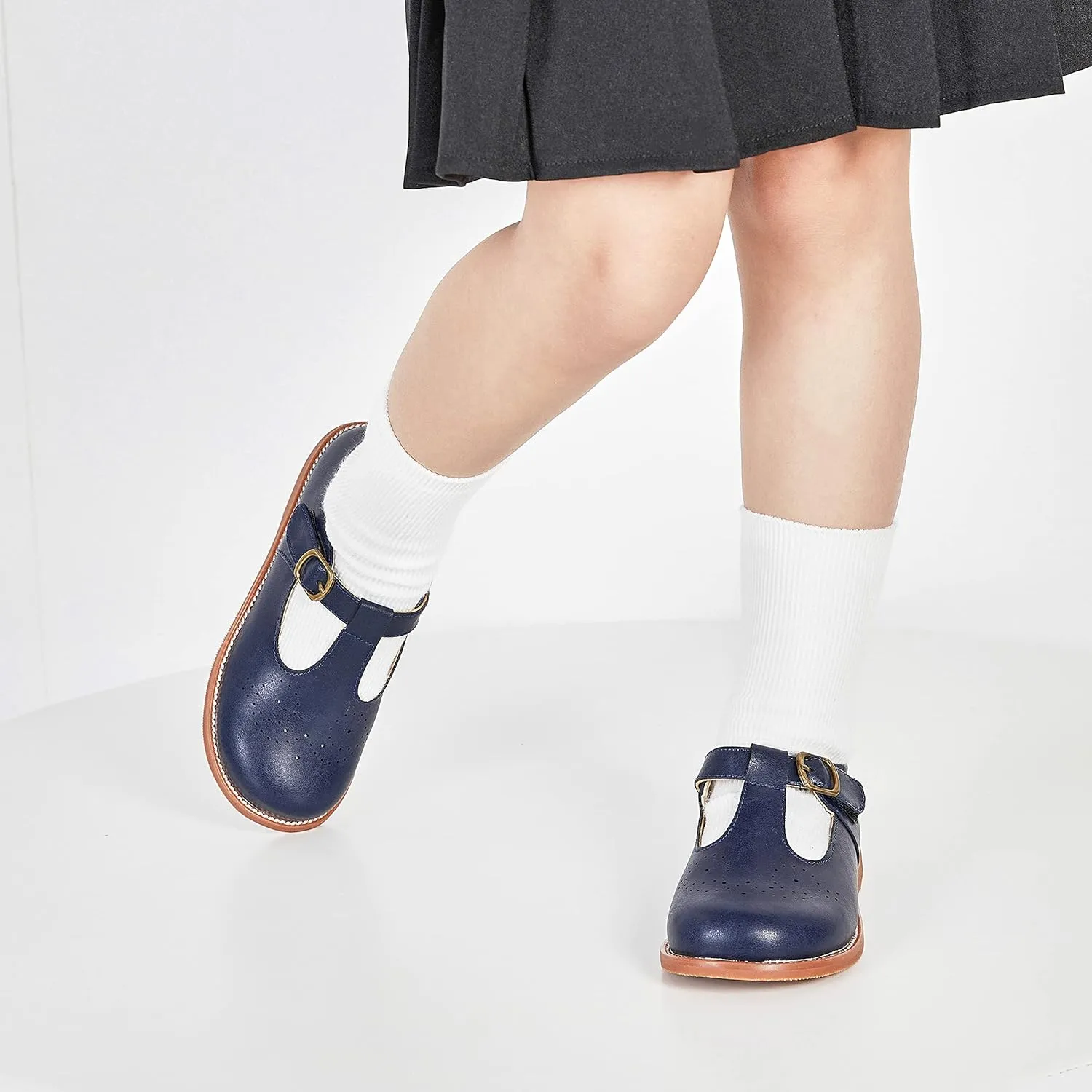 GINFIVE Toddler Girls Dress Shoes Little Kids Flats School Mary Janes Shoes