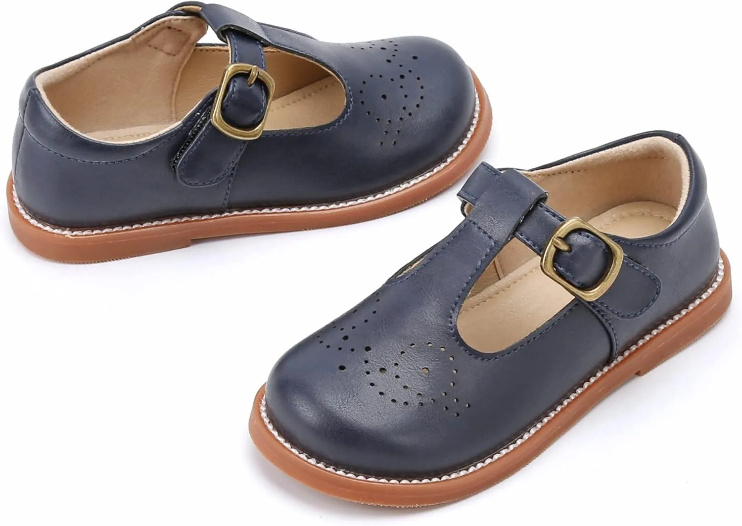 GINFIVE Toddler Girls Dress Shoes Little Kids Flats School Mary Janes Shoes