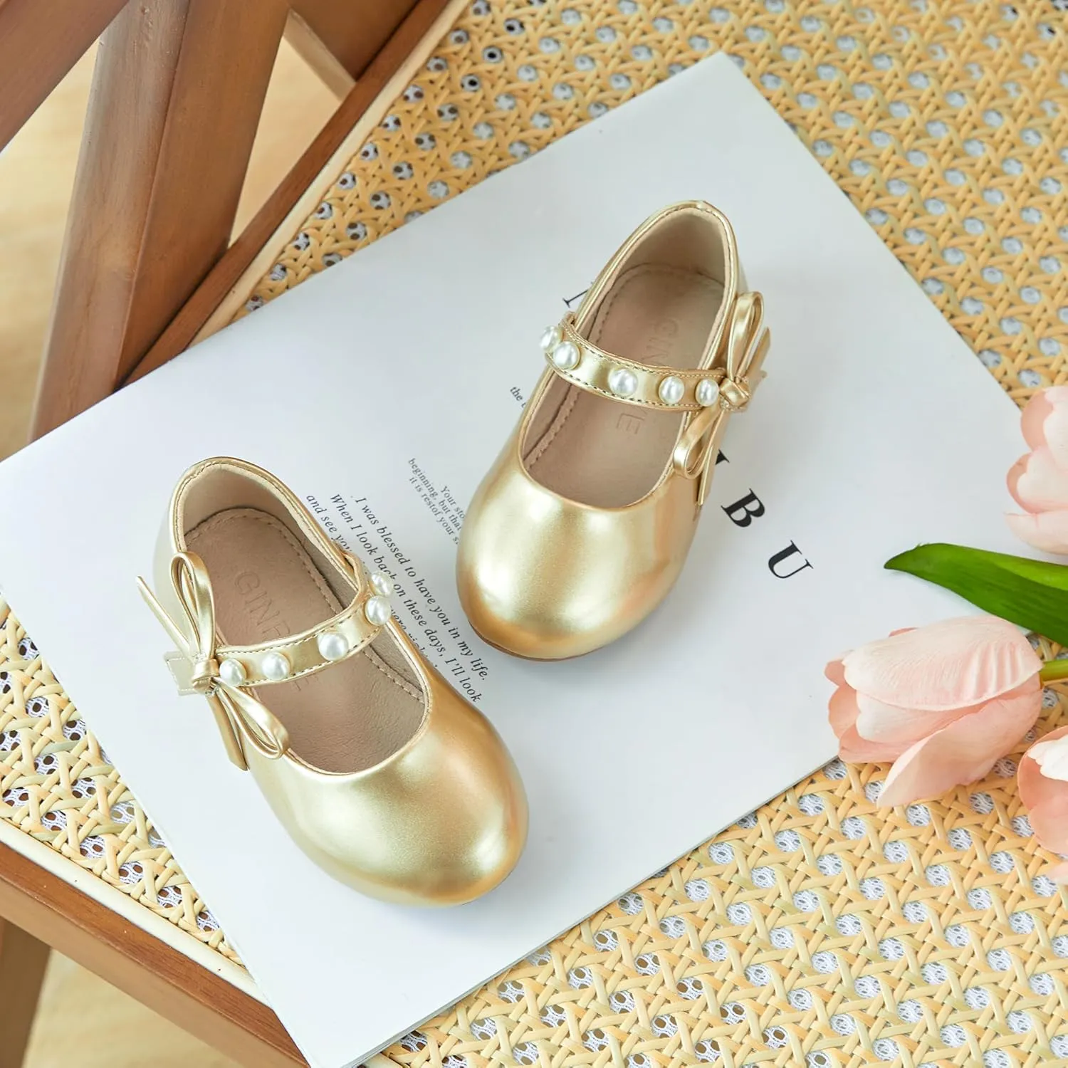 GINFIVE Toddler Girls Dress Shoes Mary Janes Ballerina Flats for Girls Shoes Toddler