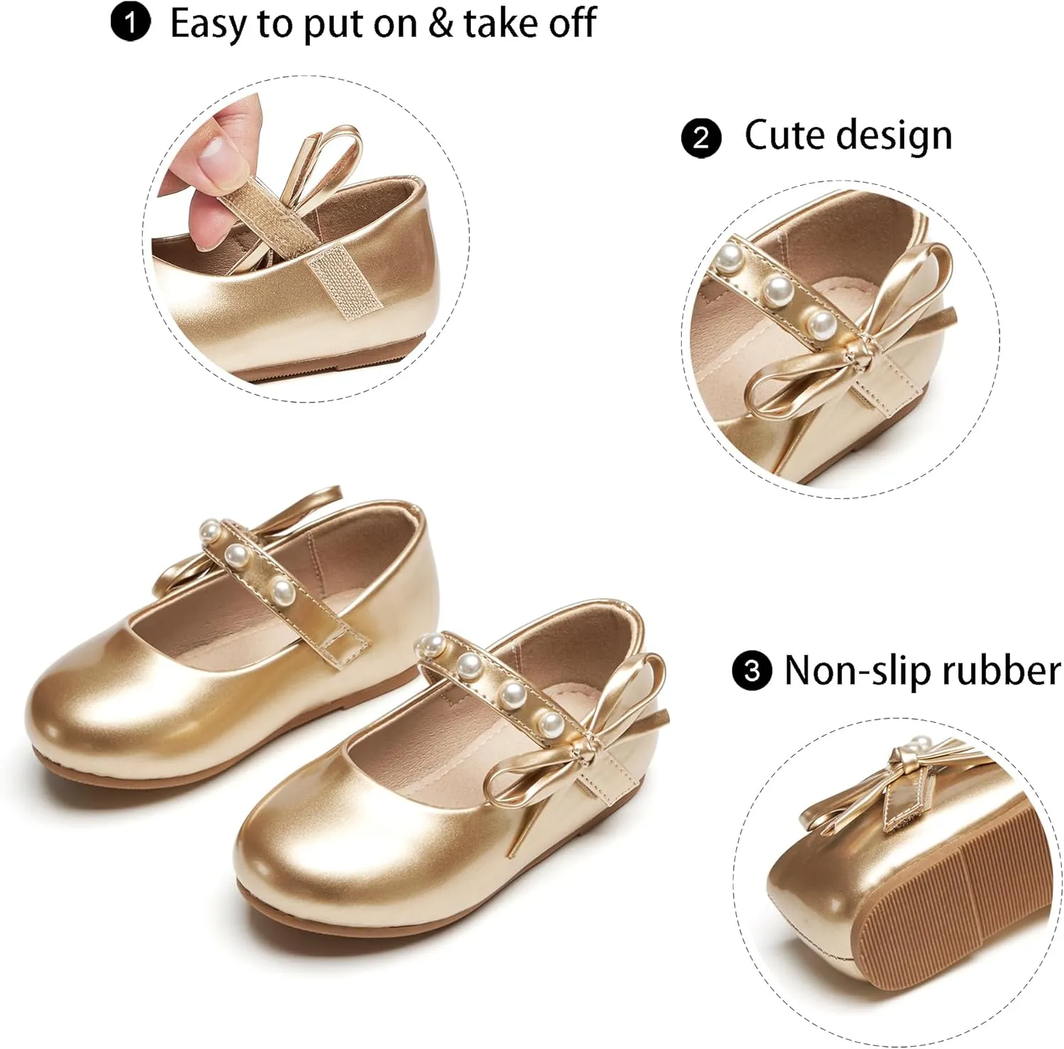 GINFIVE Toddler Girls Dress Shoes Mary Janes Ballerina Flats for Girls Shoes Toddler