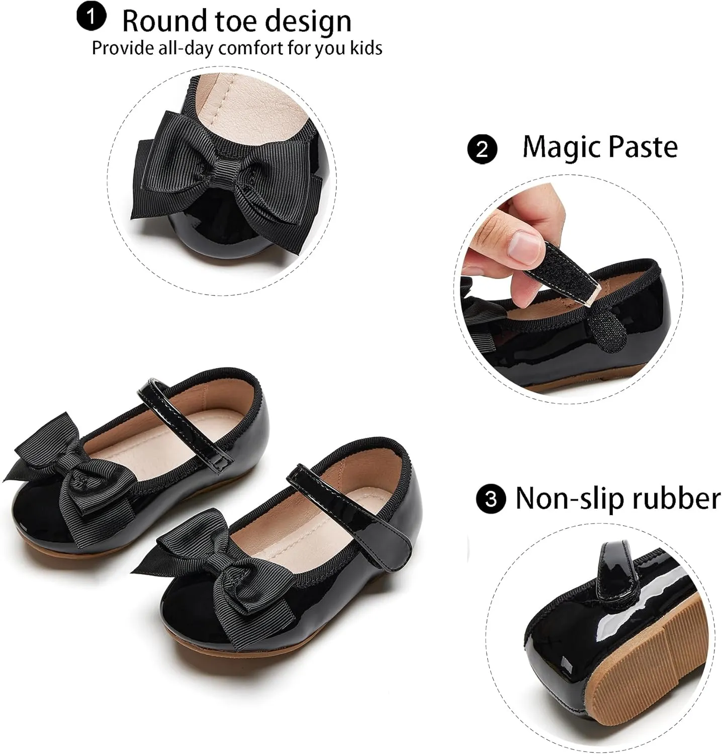 GINFIVE Toddler Girls Mary-Jane Little Girls Slip On Shoes Glitter Ballerina Flats Toddler