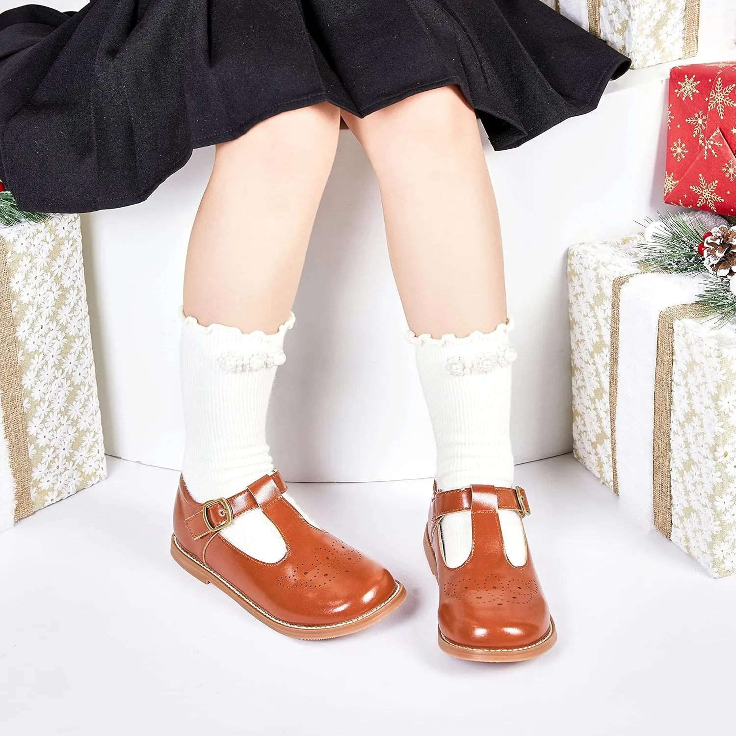 GINFIVE Toddler Little Girls Mary Janes Flats Girls Dress Shoes Kids Shoes