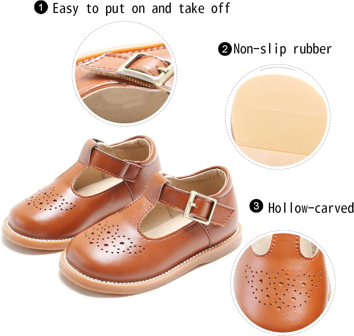 GINFIVE Toddler Little Girls Mary Janes Flats Girls Dress Shoes Kids Shoes