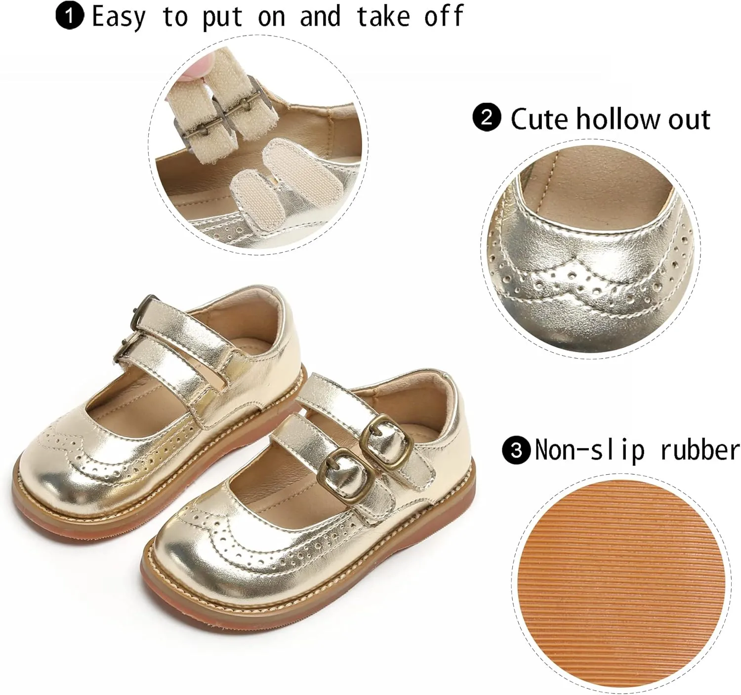 GINFIVE Toddler Little Girls Mary Janes Flats Girls Dress Shoes Kids Shoes