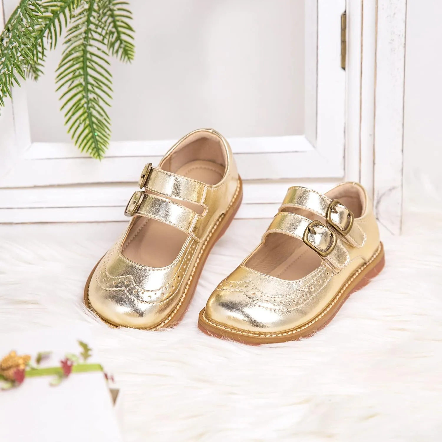 GINFIVE Toddler Little Girls Mary Janes Flats Girls Dress Shoes Kids Shoes