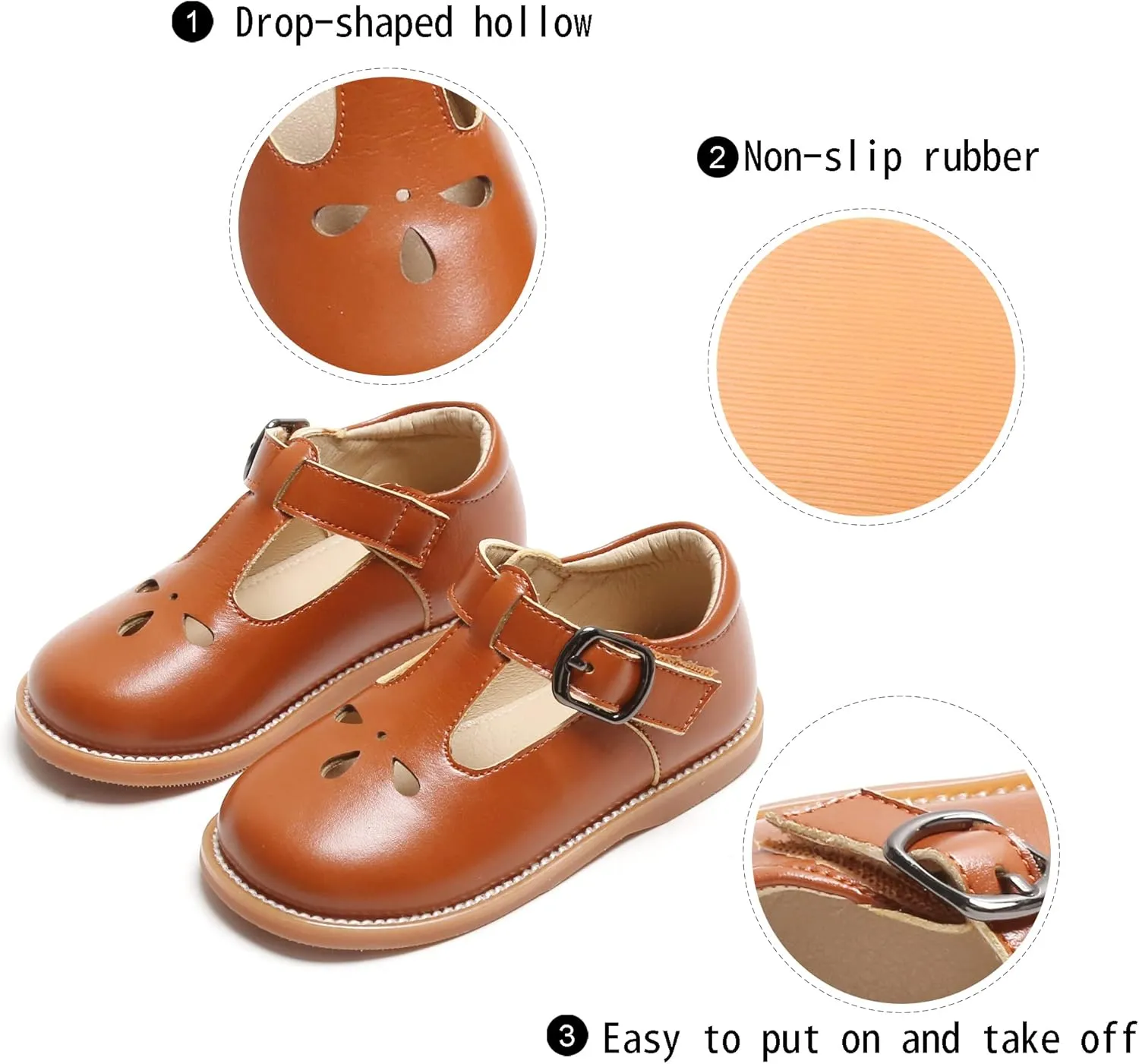 GINFIVE Toddler Little Girls Mary Janes Flats Girls Dress Shoes Kids Shoes