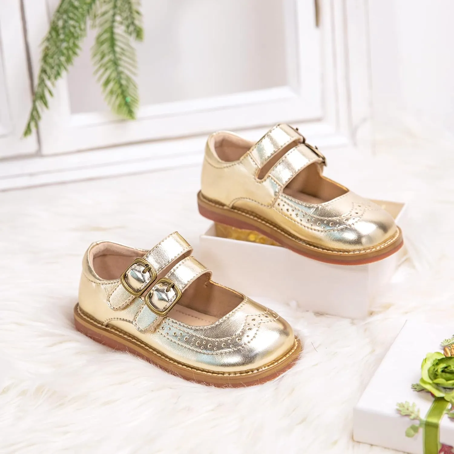 GINFIVE Toddler Little Girls Mary Janes Flats Girls Dress Shoes Kids Shoes