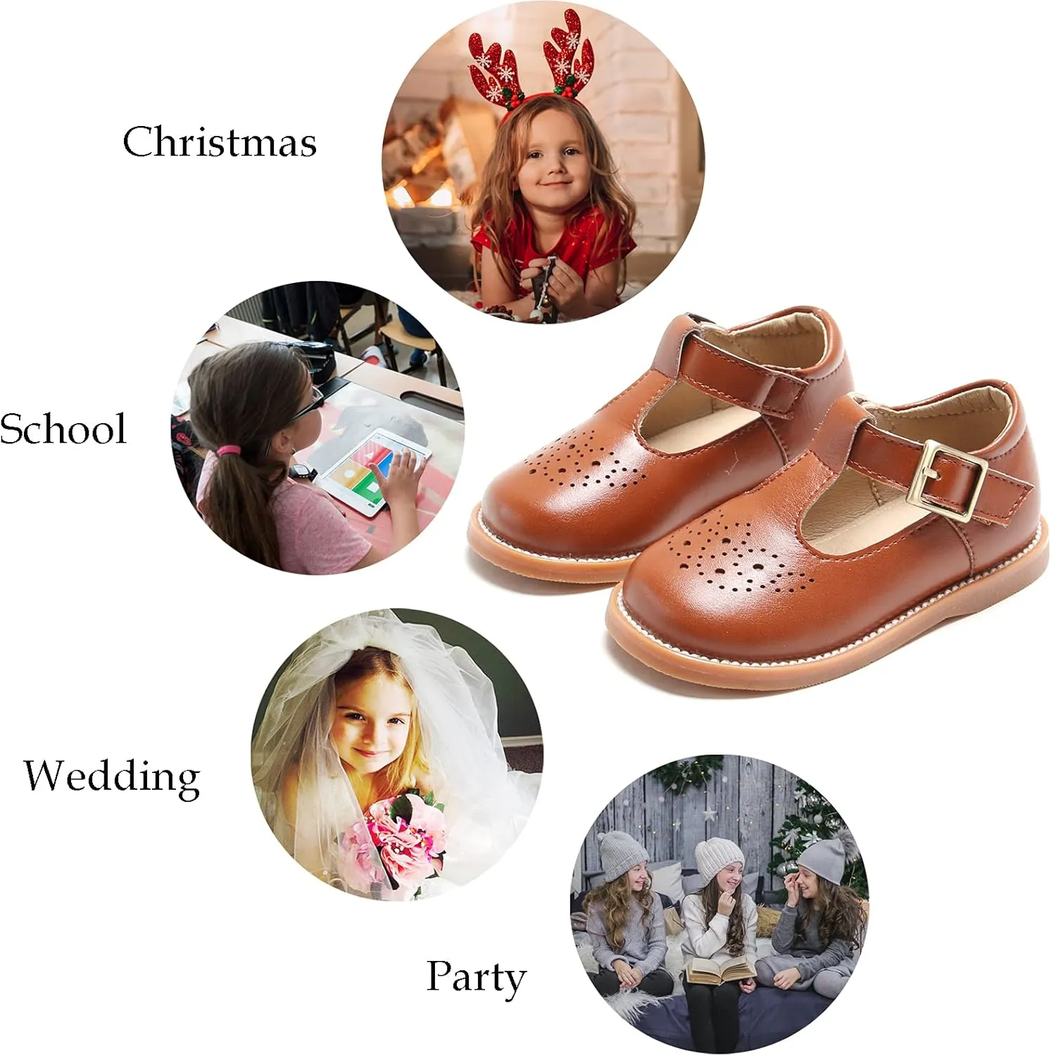 GINFIVE Toddler Little Girls Mary Janes Flats Girls Dress Shoes Kids Shoes