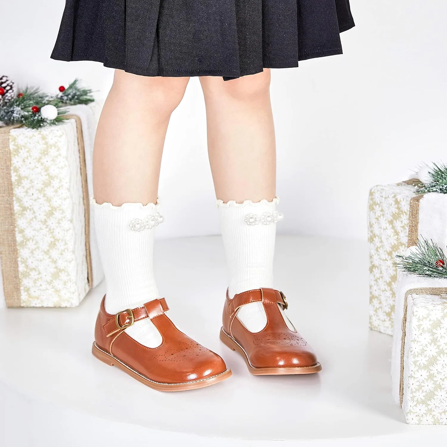GINFIVE Toddler Little Girls Mary Janes Flats Girls Dress Shoes Kids Shoes