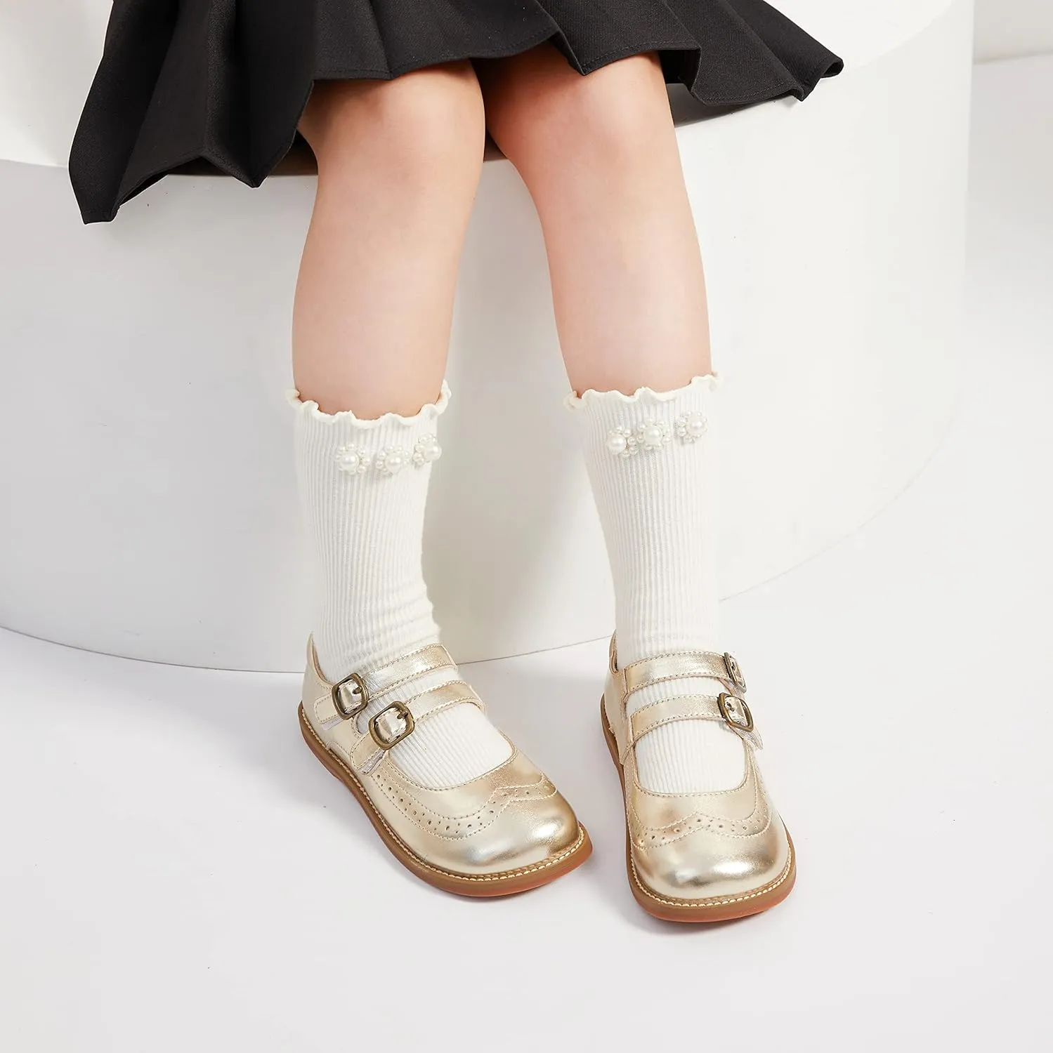GINFIVE Toddler Little Girls Mary Janes Flats Girls Dress Shoes Kids Shoes