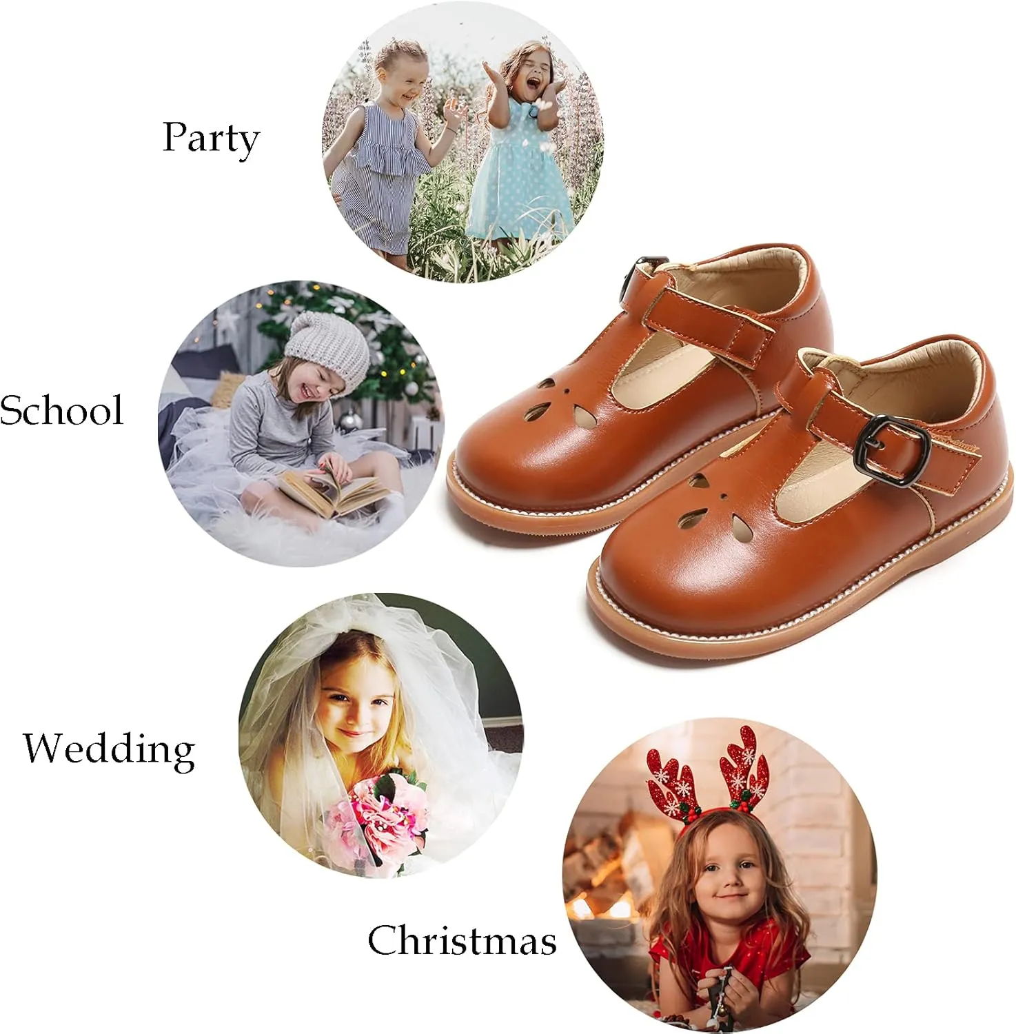 GINFIVE Toddler Little Girls Mary Janes Flats Girls Dress Shoes Kids Shoes