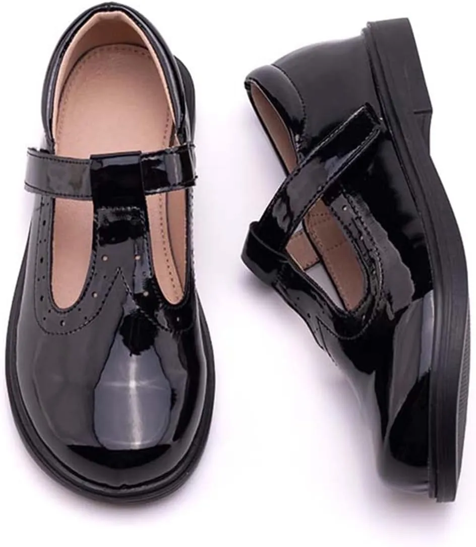Girls Black Mary Jane Shoes Girls School Uniform Shoes Wednesday Shoes Wedding Party Flat Shoes