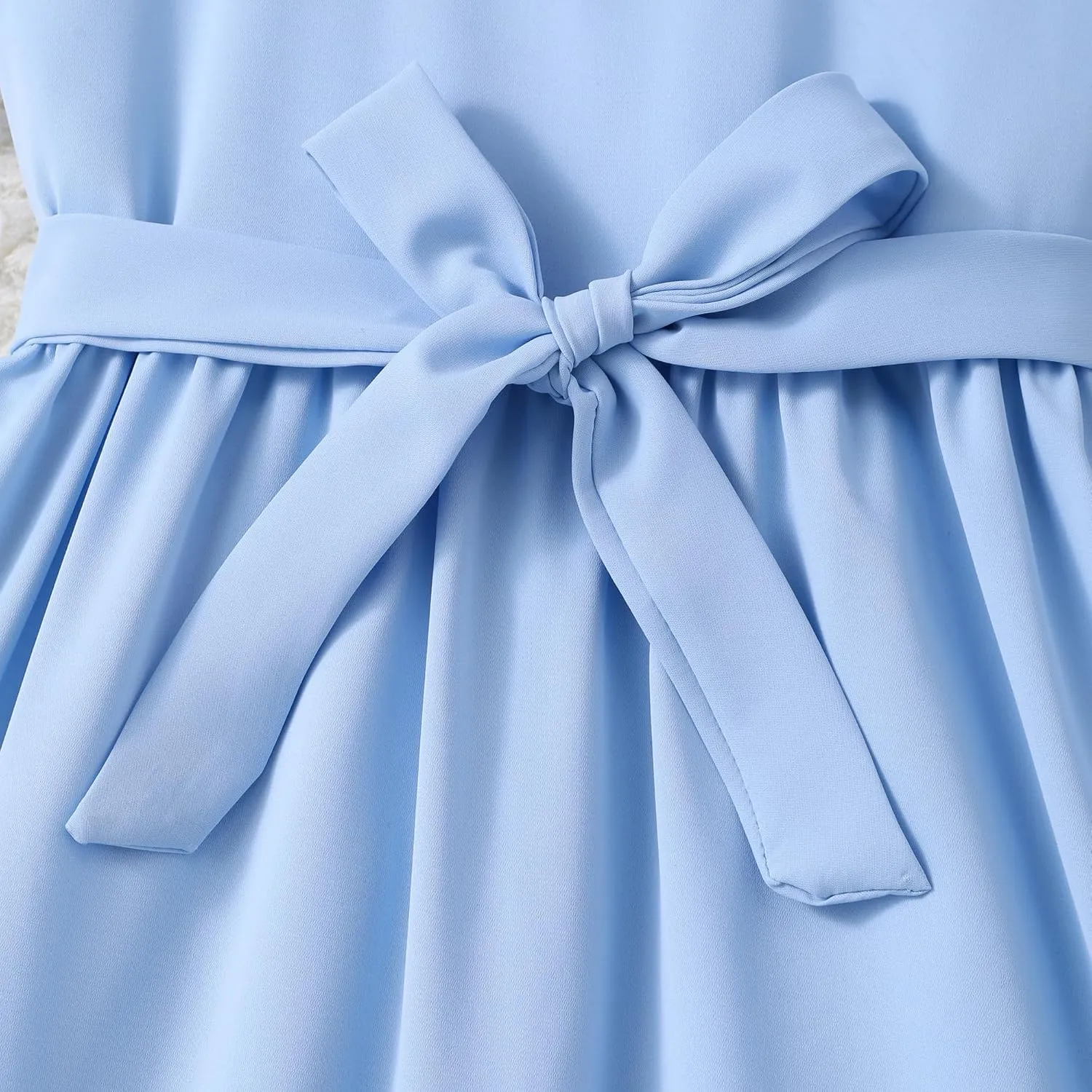 Girls Dresses Double Layer Ruffle Sleeve Dress Casual Summer Elegant A-Line Flowy Dresses 6-14 Years