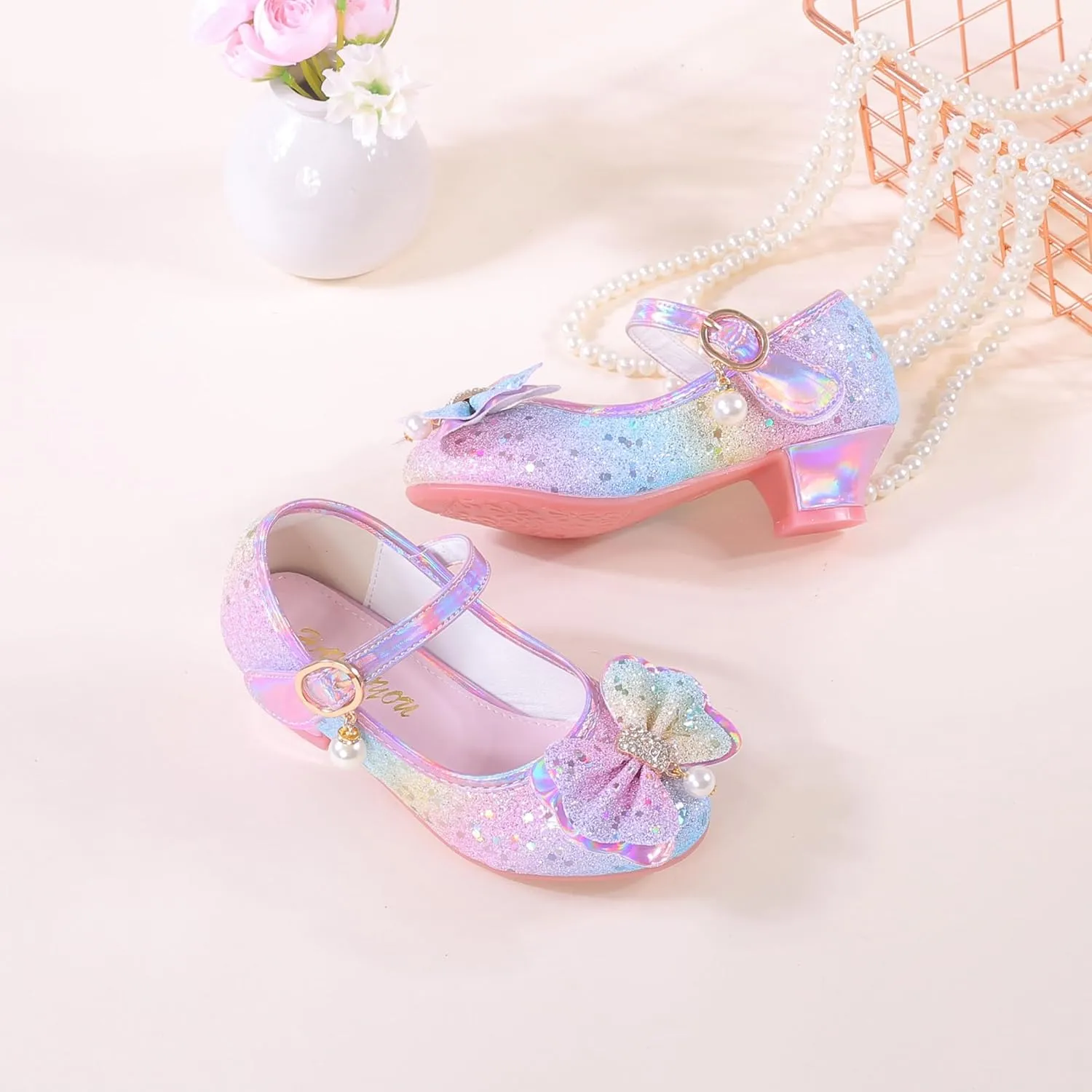 Girls Flats Sparkle Party Mary Jane Princess Dress Shoes