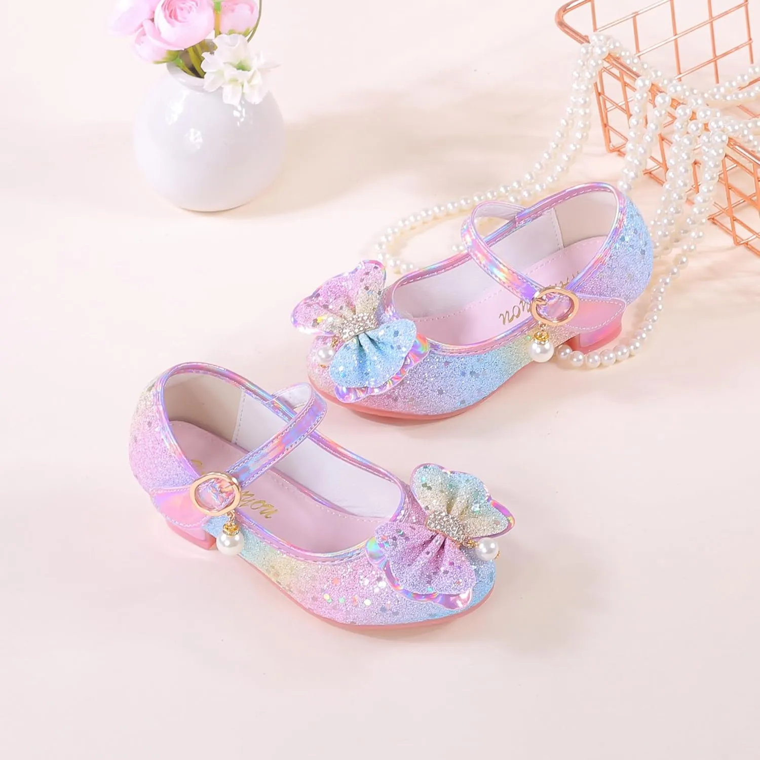Girls Flats Sparkle Party Mary Jane Princess Dress Shoes