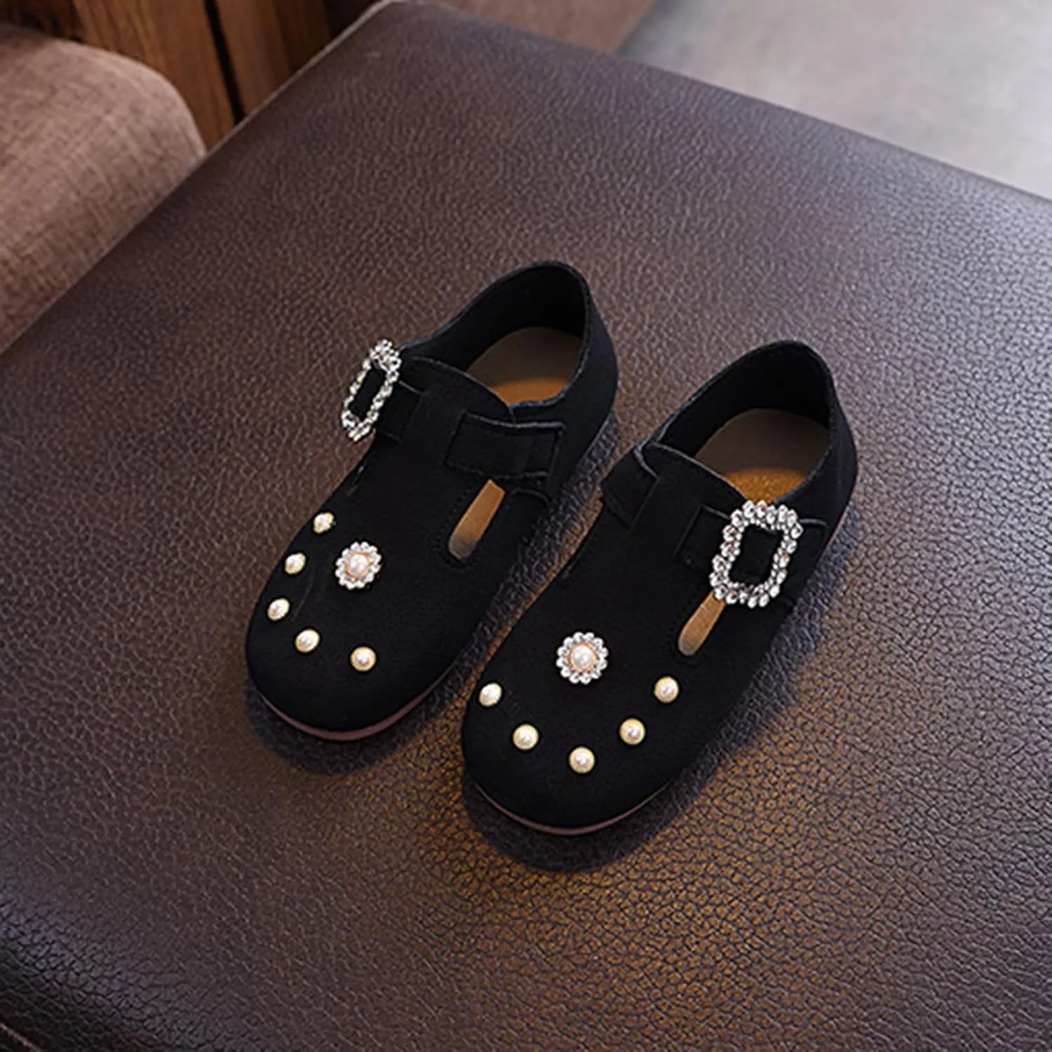 Girls Kids Ankle Sandals Close Toe Sequins Dress Shoes Toddler Soft Sole Summer Casual Leather Loafers Comfy Cute Shoes