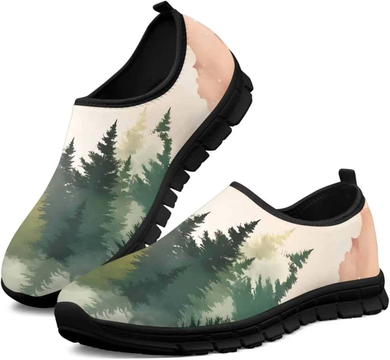 GOSTONG Mens Sneakers Slip on Casual Loafers Driving Shoes Non Slip Breathable Training Outdoor Running Sneakers Black 5-12
