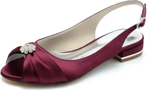 Hanfike Girls Womens Comfortable Wedding Flats Slingback Peep Toe Formal Party Evening Shoes JY279