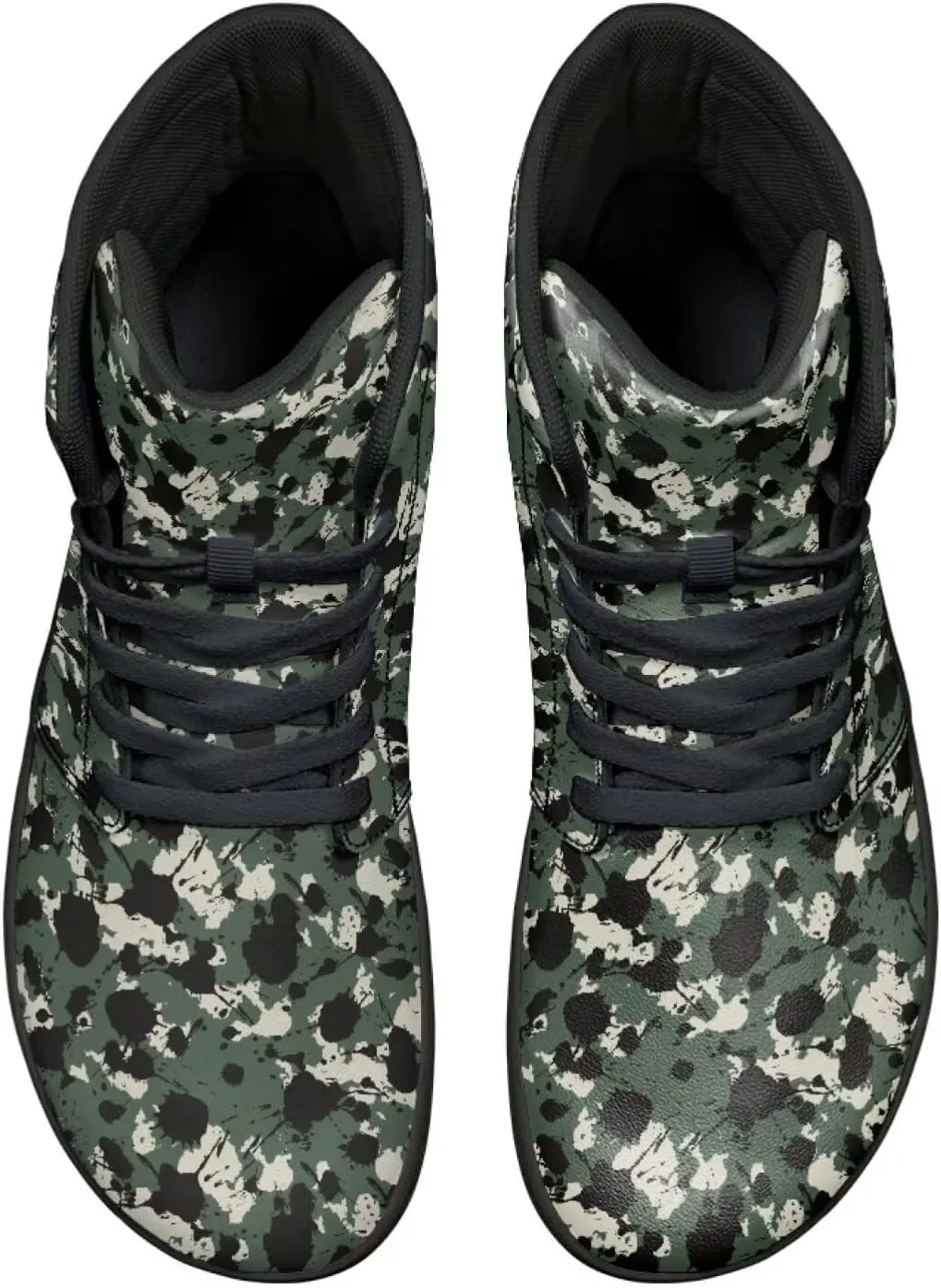 High Top Camo Design Barefoot Shoes for Men - Grounded Footwear, Barefoot Boots, Zero Drop Running Shoes