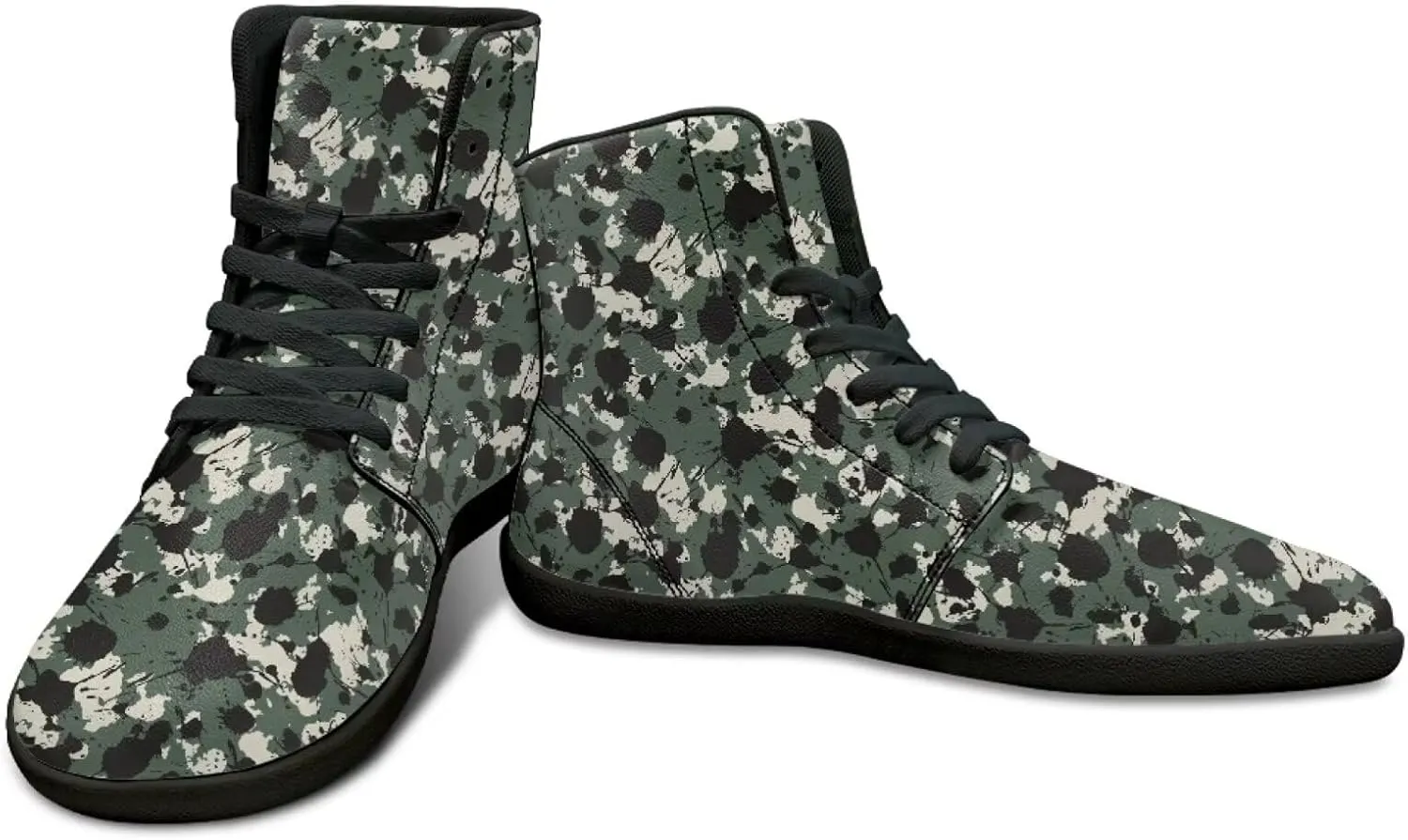 High Top Camo Design Barefoot Shoes for Men - Grounded Footwear, Barefoot Boots, Zero Drop Running Shoes