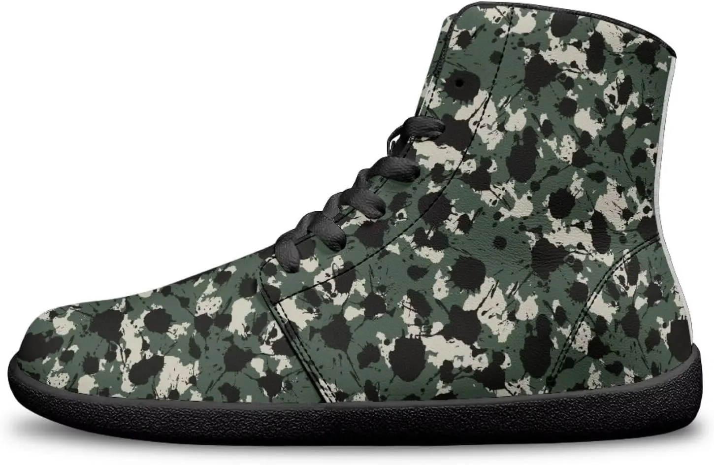 High Top Camo Design Barefoot Shoes for Men - Grounded Footwear, Barefoot Boots, Zero Drop Running Shoes