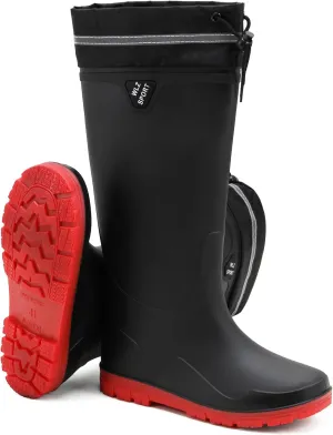 HSBDNZQ Rain Boots for Men Waterproof Mens Knee High Rubber Boots with PVC, Comfort Lightweight Work Mud Boots, Durable Slip Garden Boots for Gardening Fishing