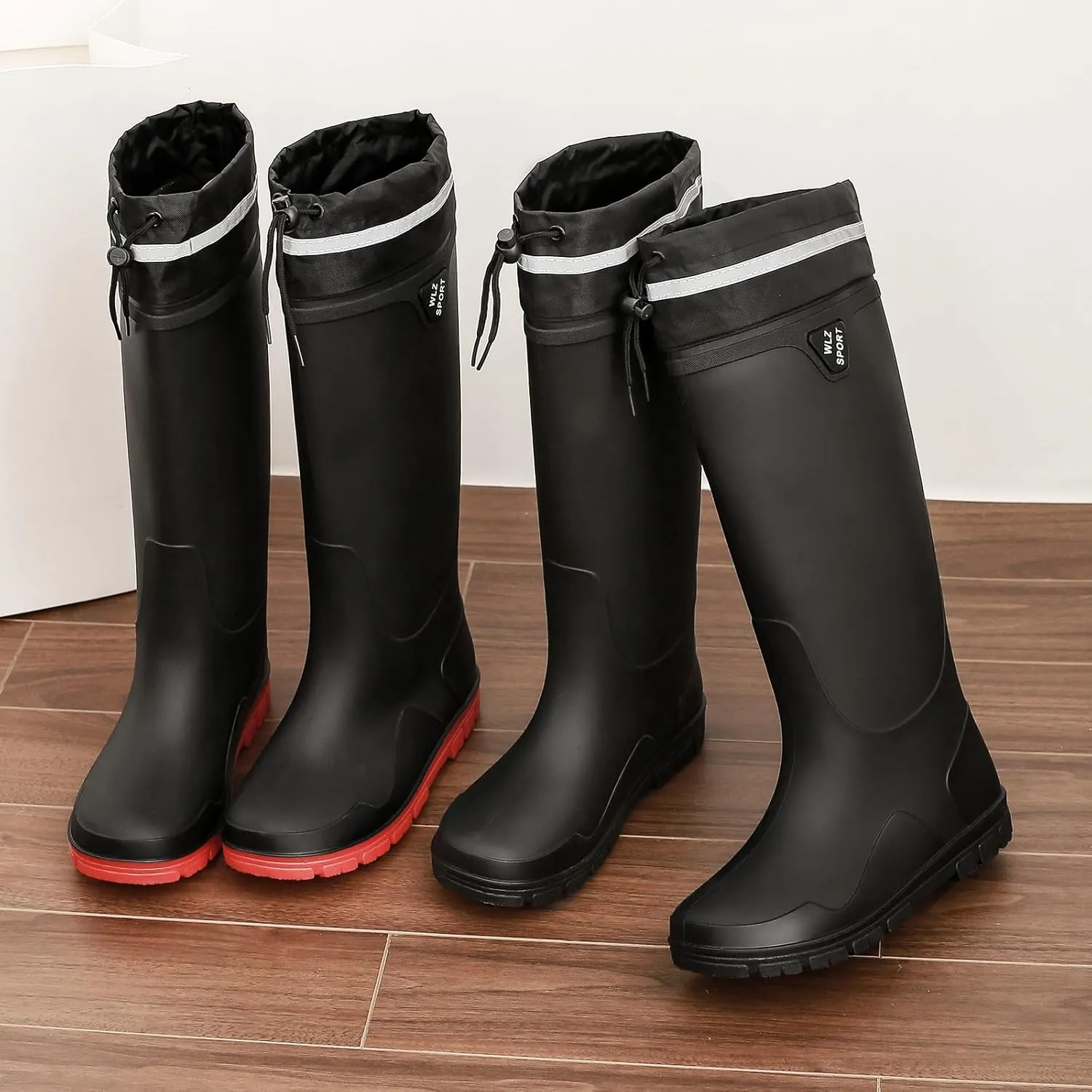 HSBDNZQ Rain Boots for Men Waterproof Mens Knee High Rubber Boots with PVC, Comfort Lightweight Work Mud Boots, Durable Slip Garden Boots for Gardening Fishing