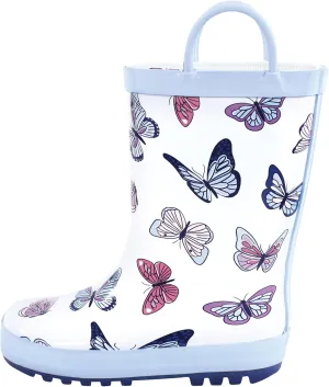 Hudson Baby Infant Girls Rain Boots, Blue Butterflies, 11 Toddler