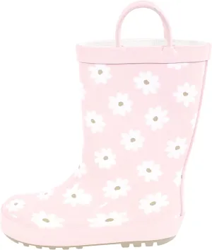 Hudson Baby Infant Girls Rain Boots, Dusty Pink Flower, 6 Toddler