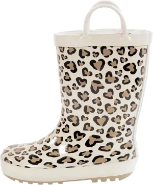 Hudson Baby Infant Girls Rain Boots, Heart Leopard, 11 Toddler