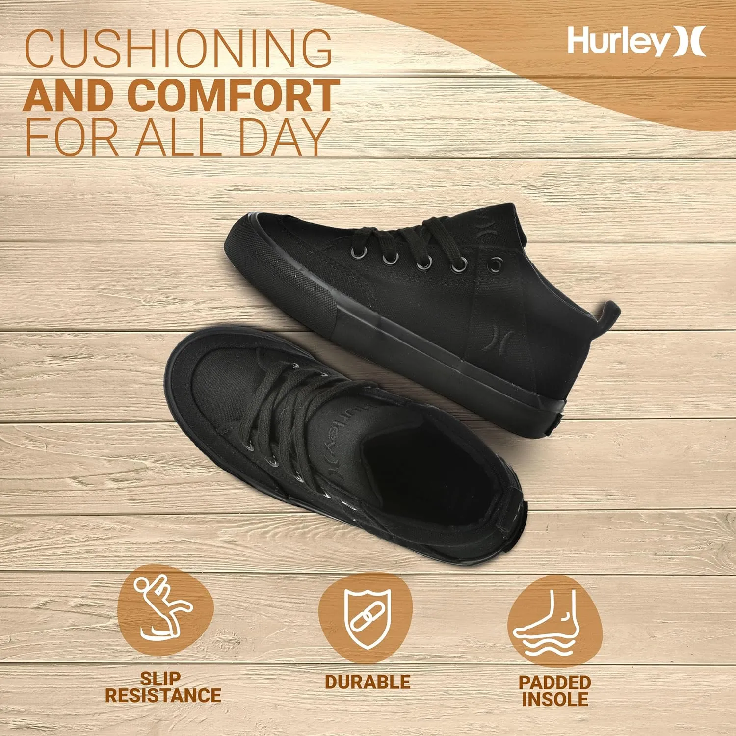 Hurley Roddy Kids High Top Skateboard Sneakers, Sports Shoes for Boys and Girls