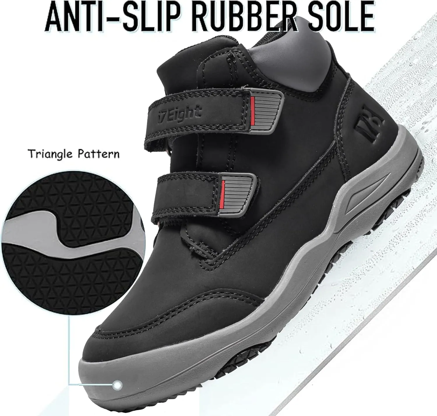 i78 78 Kids Boys Hiking Shoes Chelsea Mid Ankle Boots For Outdoor Trekking Walking Synthetic Non-Slip Lightweight