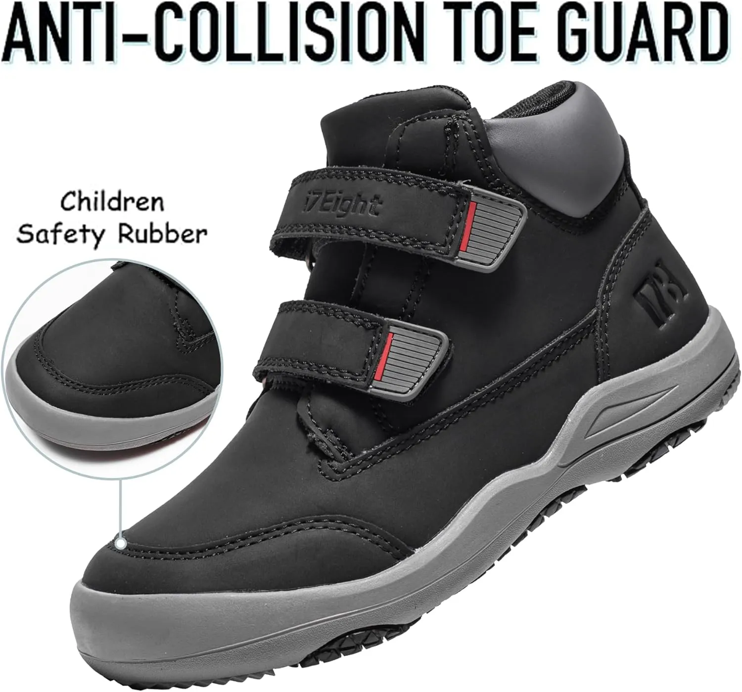 i78 78 Kids Boys Hiking Shoes Chelsea Mid Ankle Boots For Outdoor Trekking Walking Synthetic Non-Slip Lightweight
