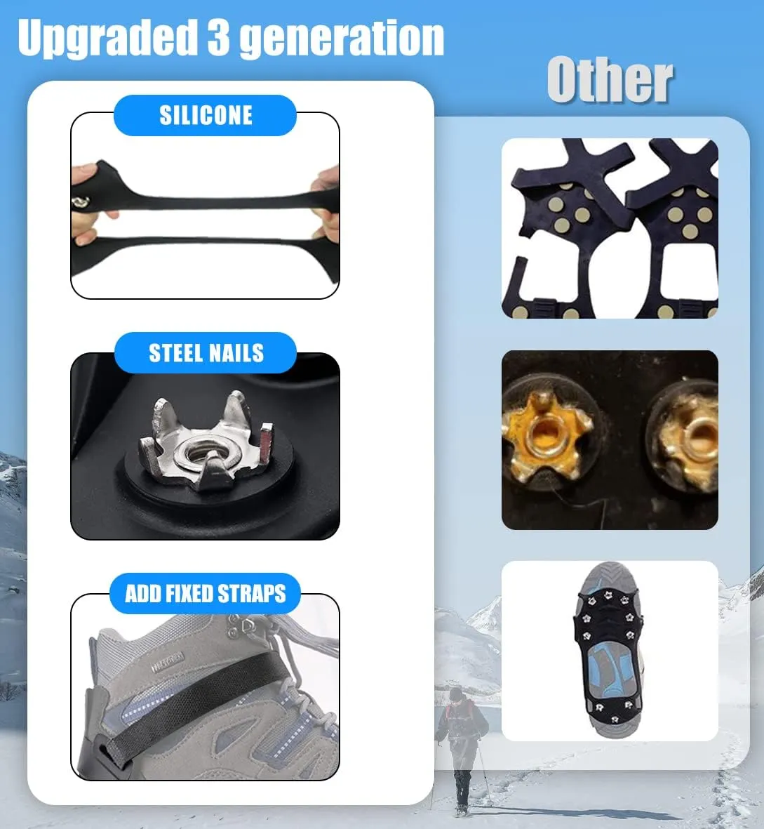Ice Cleats Grips for Hiking Shoes and Boots