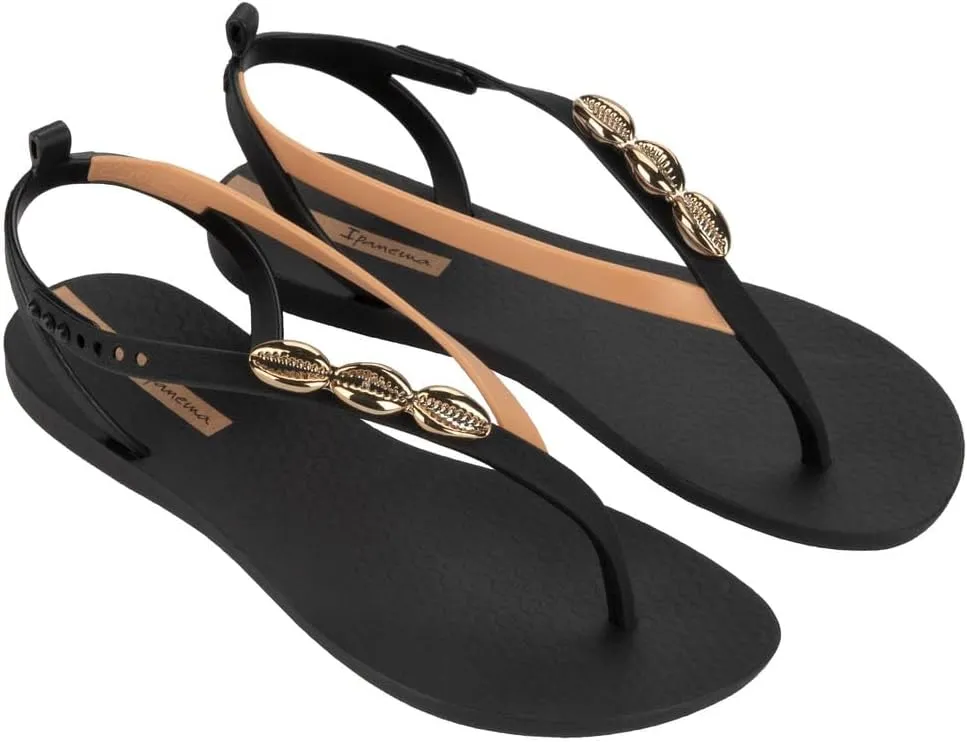 Ipanema Salty Womens Sandals - Lace Up Sandals for Women, Dressy Sandals with Sea Shells, T-Strap Thong Sandals, Tie Up Sandals, Flat Sandals, Summer Dress Sandals, Comfortable