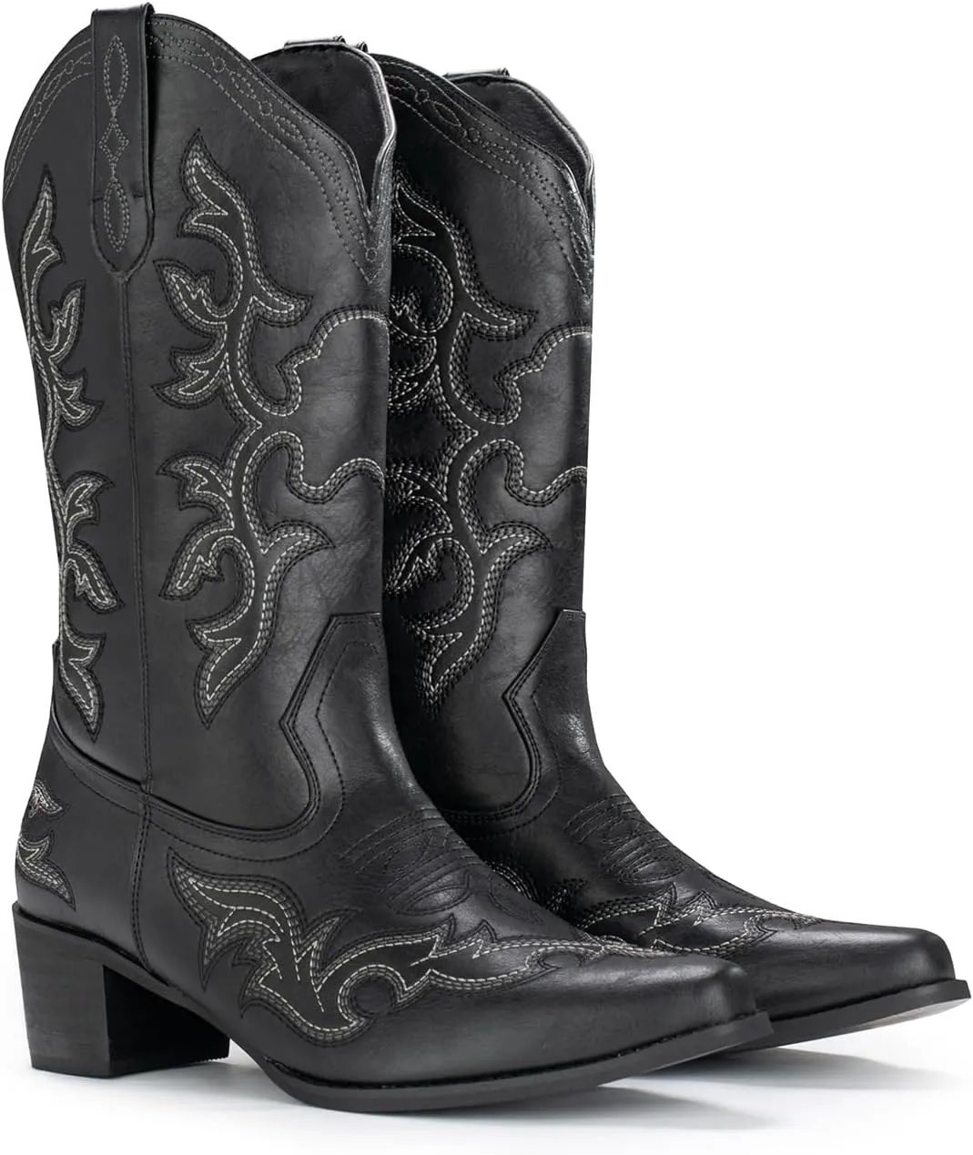 IUV Cowboy Boots For Women Western Boots Cowgirl Classic Fashion Embroidered Pointy Toe Boots