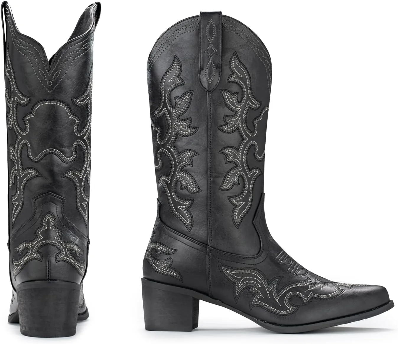 IUV Cowboy Boots For Women Western Boots Cowgirl Classic Fashion Embroidered Pointy Toe Boots