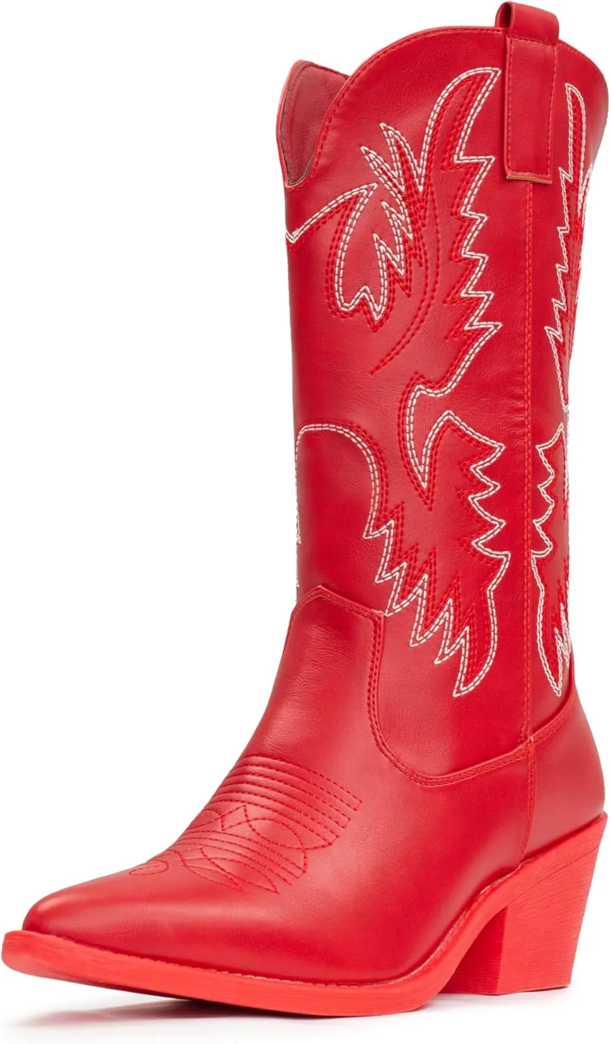 IUV Cowboy Boots For Women Western Cowgirl Boots Pull On Pointy Toe Mid Calf