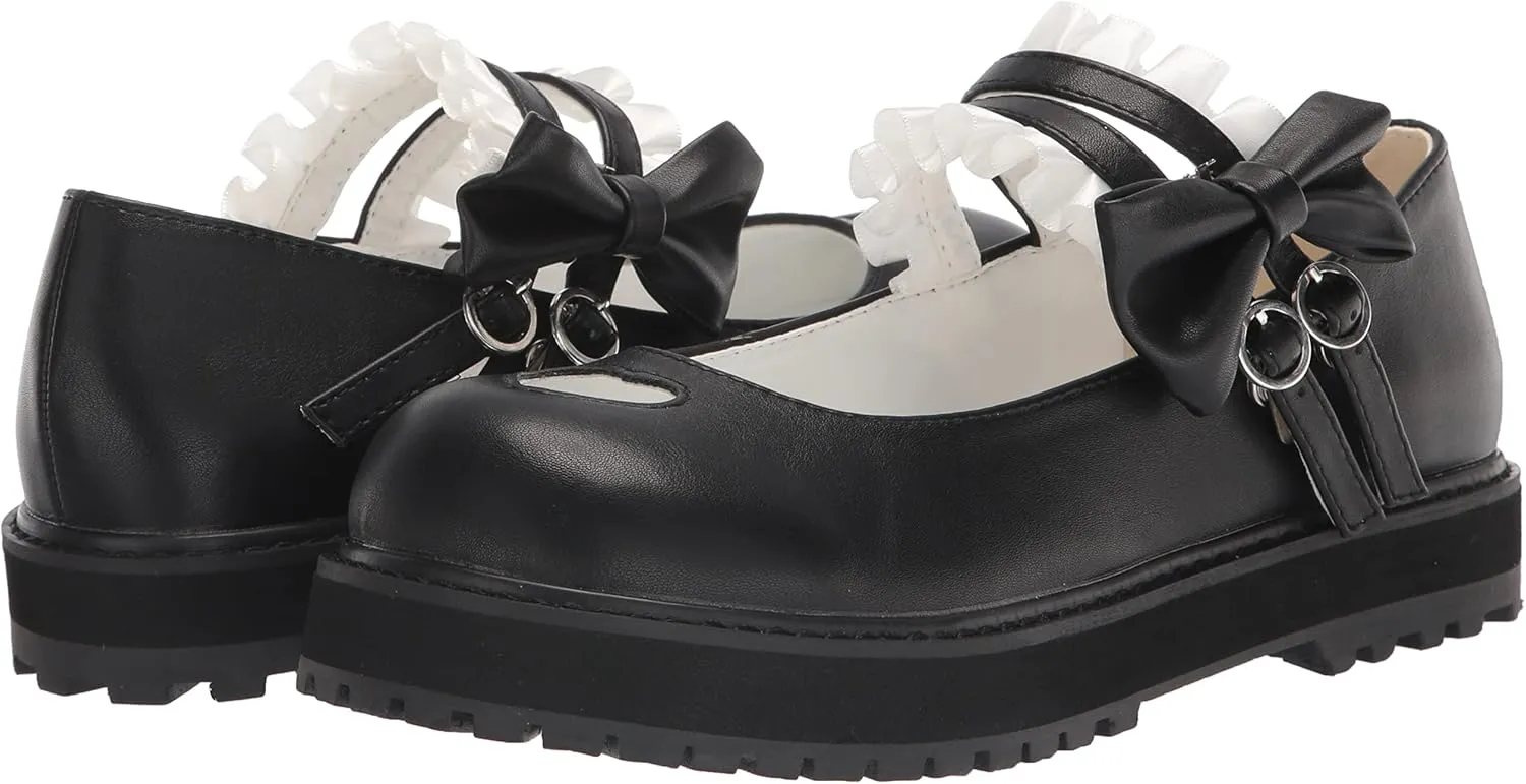 Japanese Sweet Lolita Hollow Heart Maid Cosplay Platform Mary Jane Flat Shoes