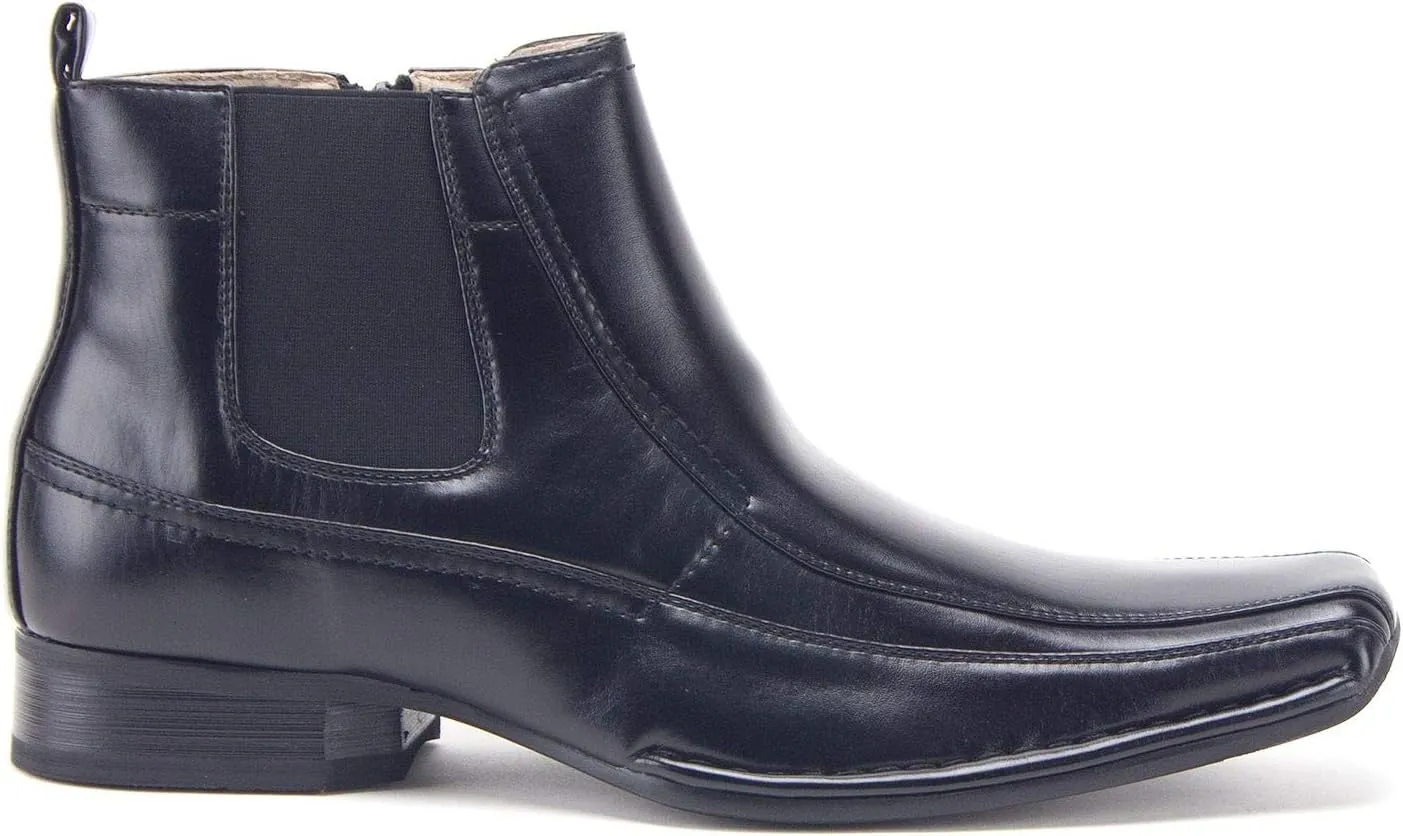 Jazamé Men's 87742 Ankle High Zipped Classic Square Toe Chelsea Dress Boots