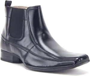 Jazamé Men's 87742 Ankle High Zipped Classic Square Toe Chelsea Dress Boots