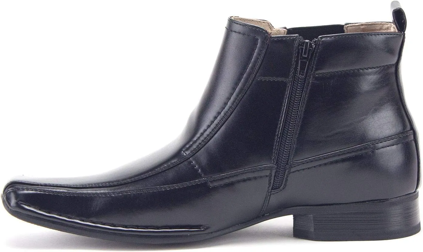 Jazamé Men's 87742 Ankle High Zipped Classic Square Toe Chelsea Dress Boots